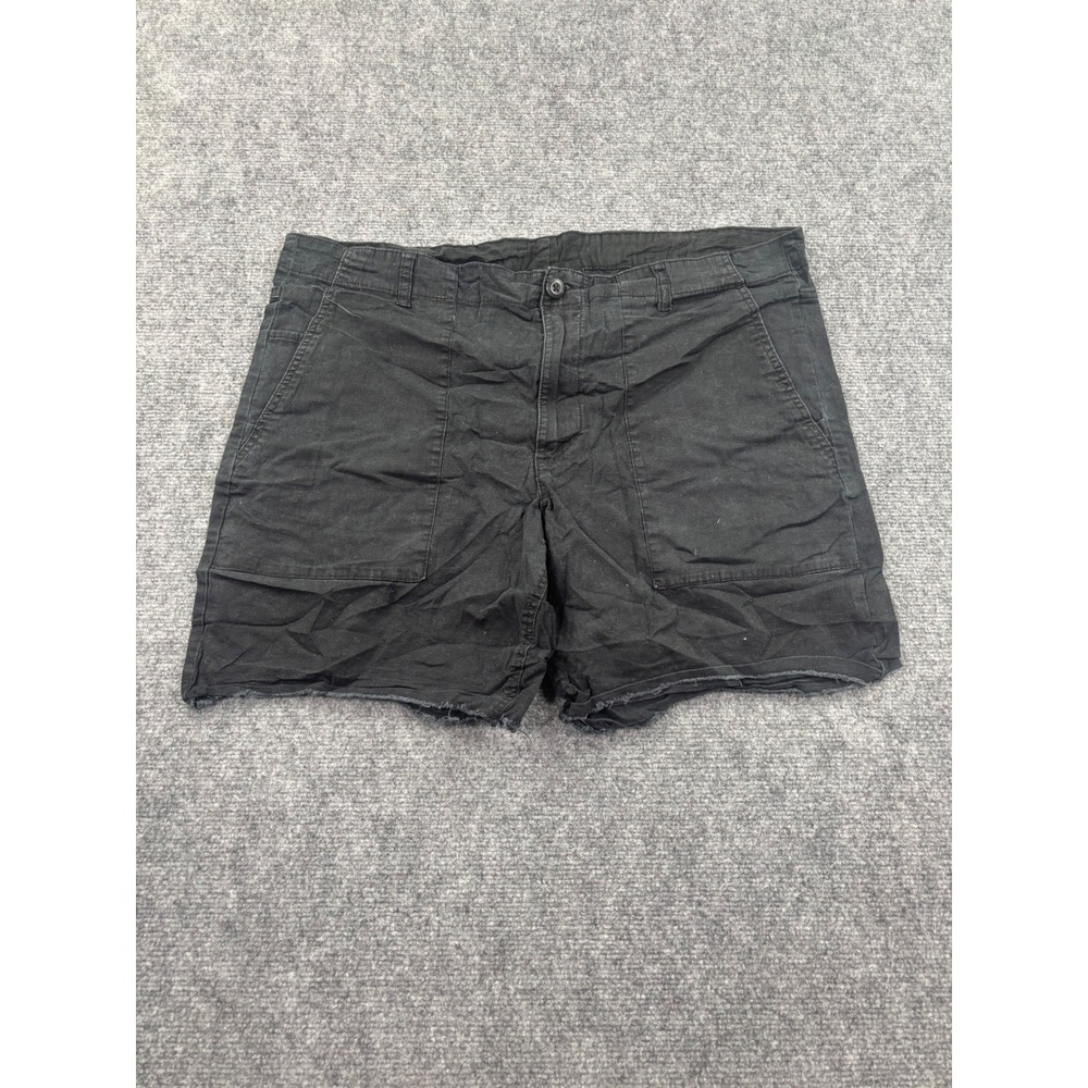 No Boundaries Shorts 44W Black Raw Hem Stretch Twill 7" Inseam Women's